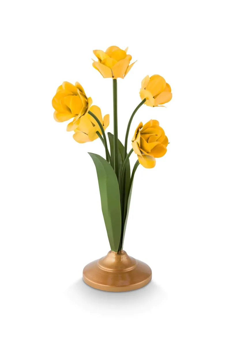 Kerzenständer Metall Blume Gelb 27.5cm
