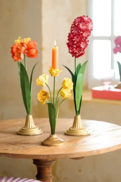 Kerzenständer Metall Blume Orange 22.5cm