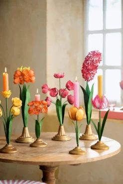 Kerzenständer Metall Blume Orange 22.5cm