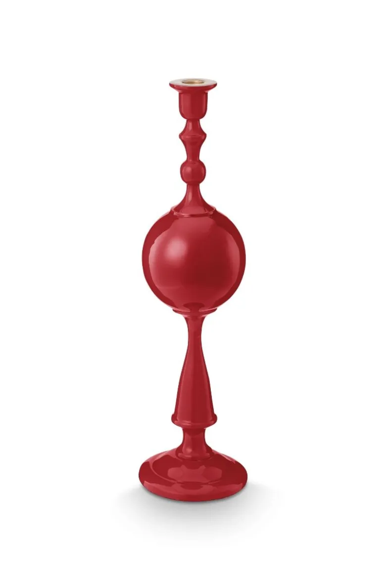 Kerzenständer Metall Kugel Dunkelrot 44cm