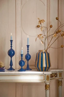 Kerzenständer Metall Kugel Marineblau 24cm