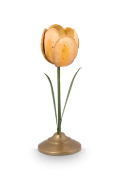 Kerzenständer Metall Tulpe Gelb 21cm
