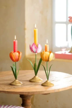 Kerzenständer Metall Tulpe Rosa 26cm