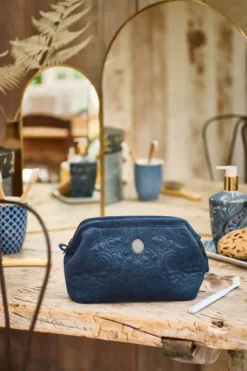 Kosmetiktasche Klein Samt Quiltey Days Blau