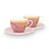La Majorelle Set/2 Cappuccino Tassen & Undertassen Rosa