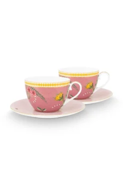 La Majorelle Set/2 Cappuccino Tassen & Undertassen Rosa