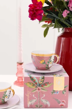 La Majorelle Set/2 Cappuccino Tassen & Undertassen Rosa