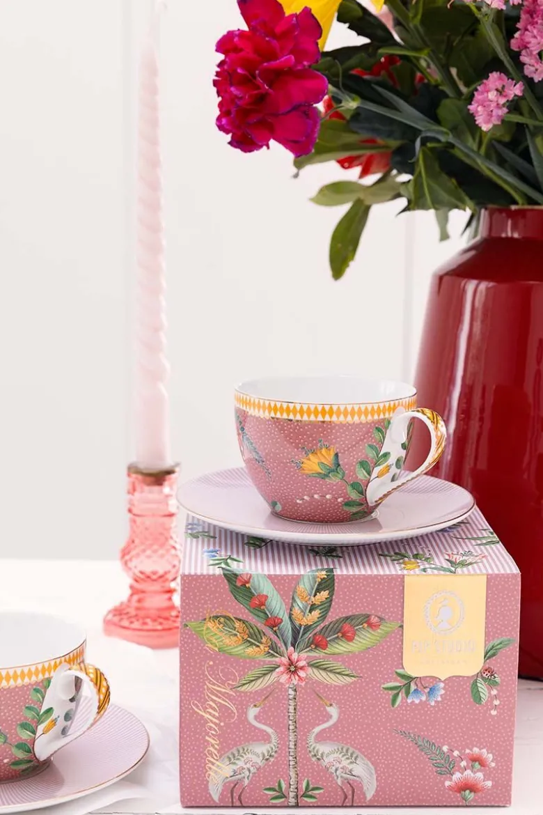 La Majorelle Set/2 Cappuccino Tassen & Undertassen Rosa