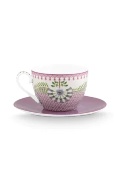 Lily & Lotus Cappuccino Tasse & Untertasse Lila