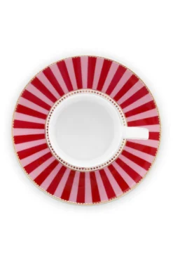 Love Birds Cappuccino Tasse & Untertasse Rot/Rosa
