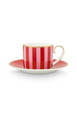 Love Birds Espresso Cup & Saucer Red/Pink