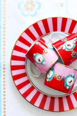 Love Birds Tasse Gross Rot/Rosa