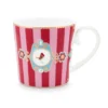 Love Birds Tasse Klein Gestreift Rot/Rosa