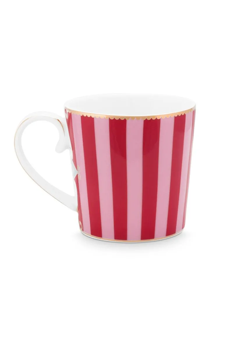 Love Birds Tasse Klein Gestreift Rot/Rosa