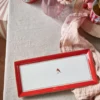 Love Birds Tortenteller Rechteckig Rot