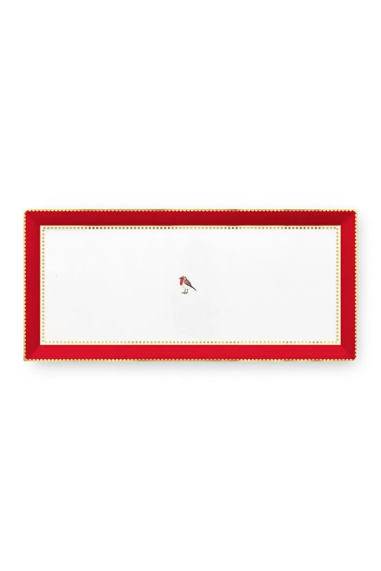 Love Birds Tortenteller Rechteckig Rot