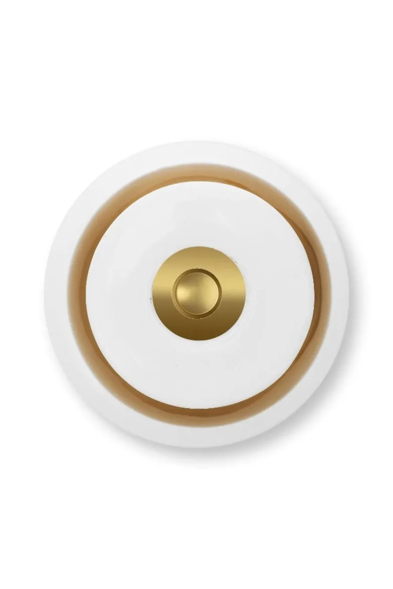 Metall Kerzenständer Sphäre Mittel Weiss-Gold 37cm