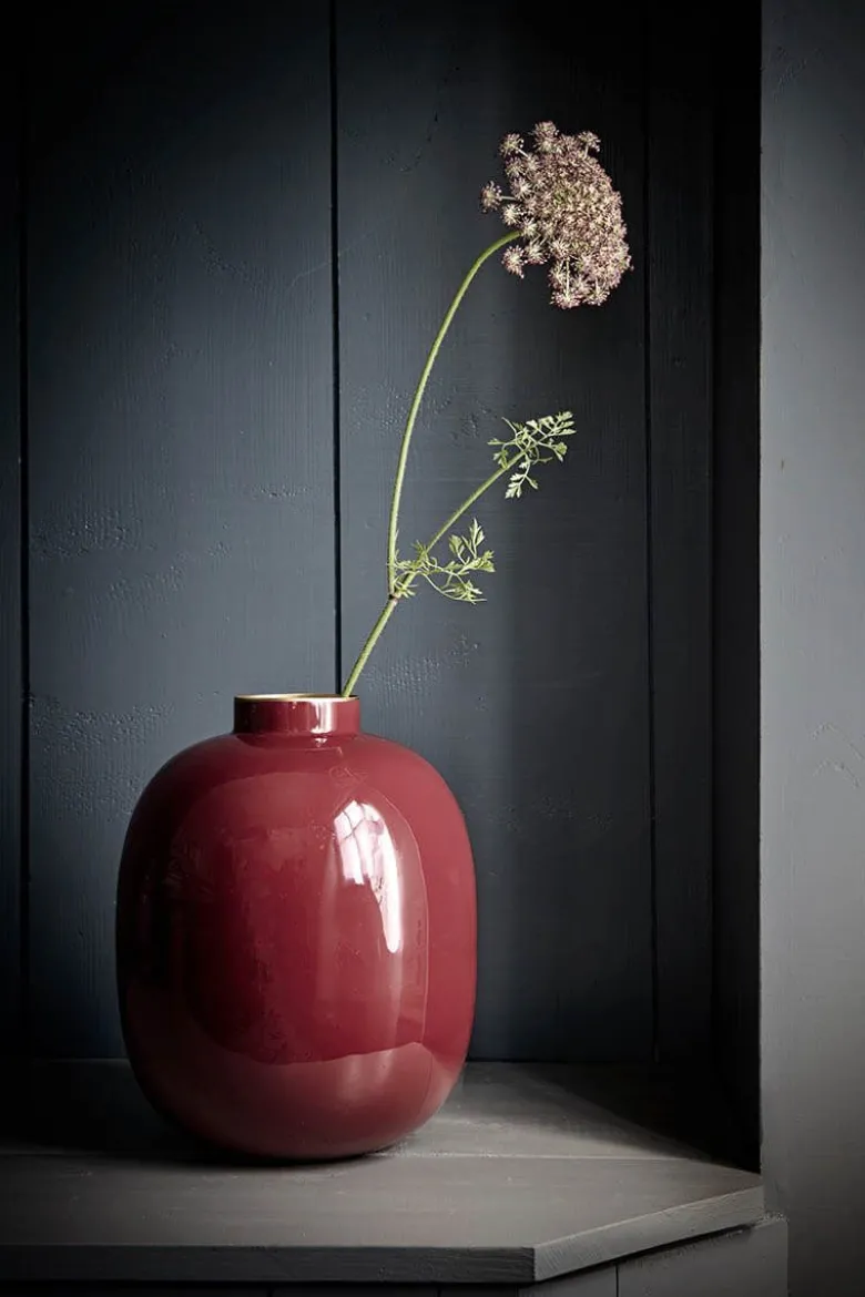 Metall Vase Dunkelrot 32cm