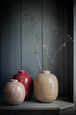 Metall Vase Dunkelrot 32cm