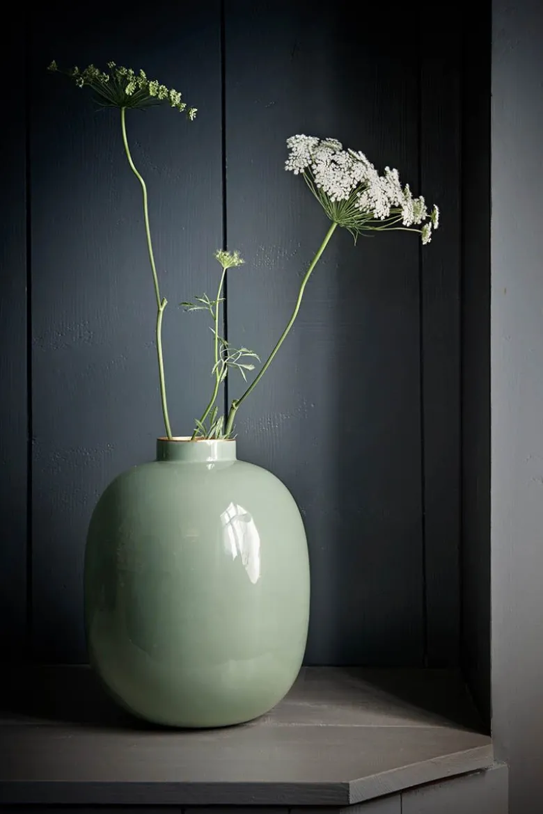 Metall Vase Grün 32cm
