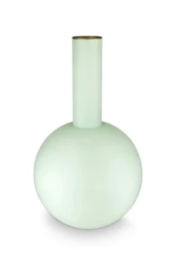 Metall Vase Gross Matt Hellblau 42cm