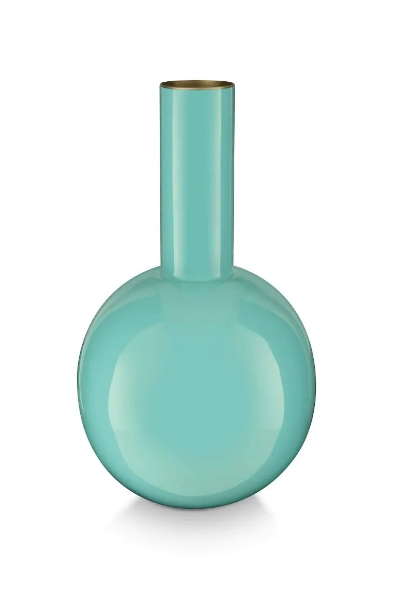 Metall Vase Klein Knallblau 26cm