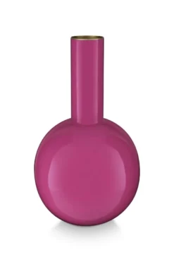 Metall Vase Klein Knallrosa 26cm