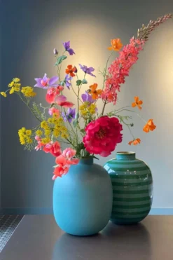 Metall Vase Matte Hellblau 32cm