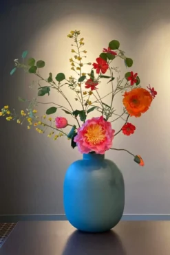 Metall Vase Matte Hellblau 32cm