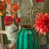 Metall Vase Streifen Grün 29cm