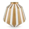 Metall Vase Streifen Weiß Gold 35cm