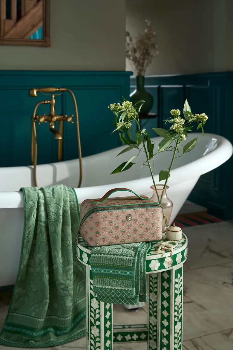 Necessaire Cyrille Mittelgroß Jaipur Flower Grün