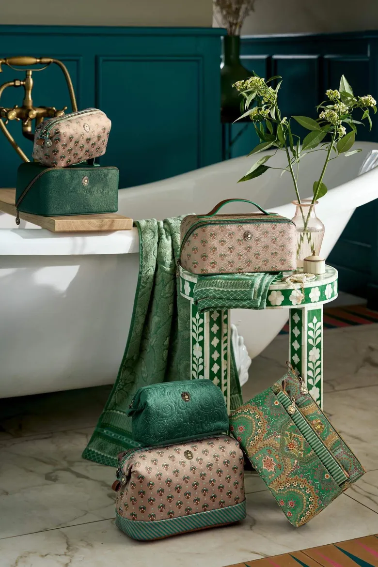 Necessaire Cyrille Mittelgroß Jaipur Flower Grün