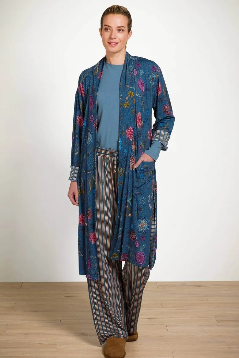 Nisha Kimono Coco Flower Blau