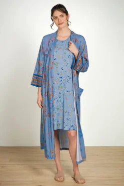 Noa Kimono Bodhi Flower Blau