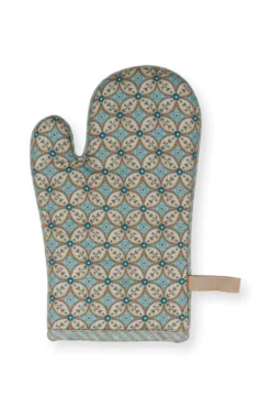 Ofenhandschuh Blooming Tales Khaki-Blau