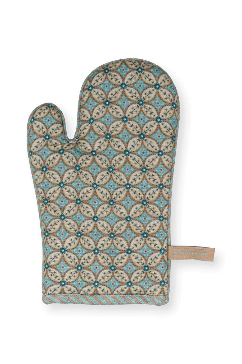Ofenhandschuh Blooming Tales Khaki-Blau