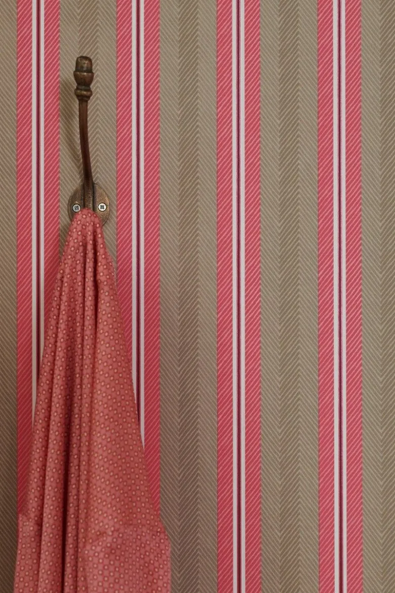Pip Studio Blurred Lines Vliestapete Khaki/Rosa