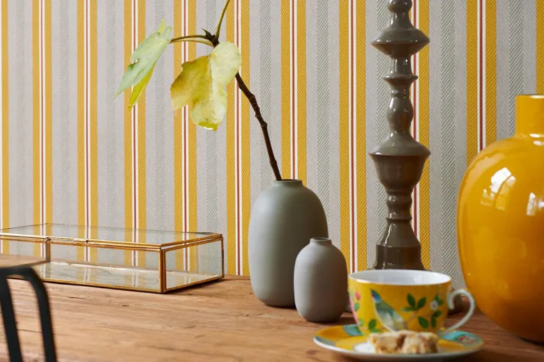 Pip Studio Blurred Lines Vliestapete Beige/Gelb