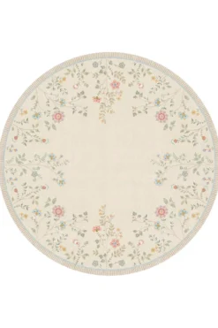 Runde Teppich Campo de Flores by Pip Gebrochen Weiss