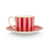 Set/2 Espresso Tasse & Untertasse Love Birds Streifen Rot-Rosa