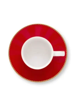 Set/2 Espresso Tasse & Untertasse Love Birds Streifen Rot-Rosa