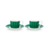 Set/2 Espresso Tasse & Untertasse Love Birds Streifen Emerald-Grün