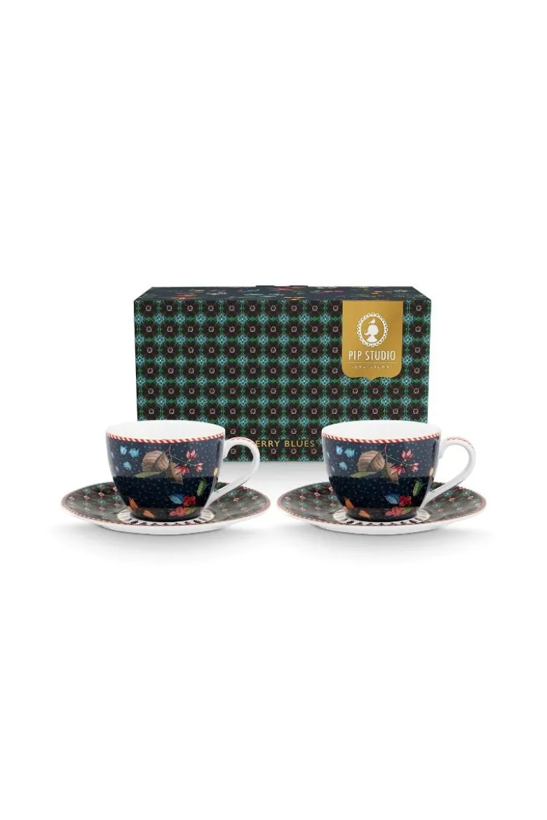 Set/2 Espresso Tasse & Untertasse Berry Blues