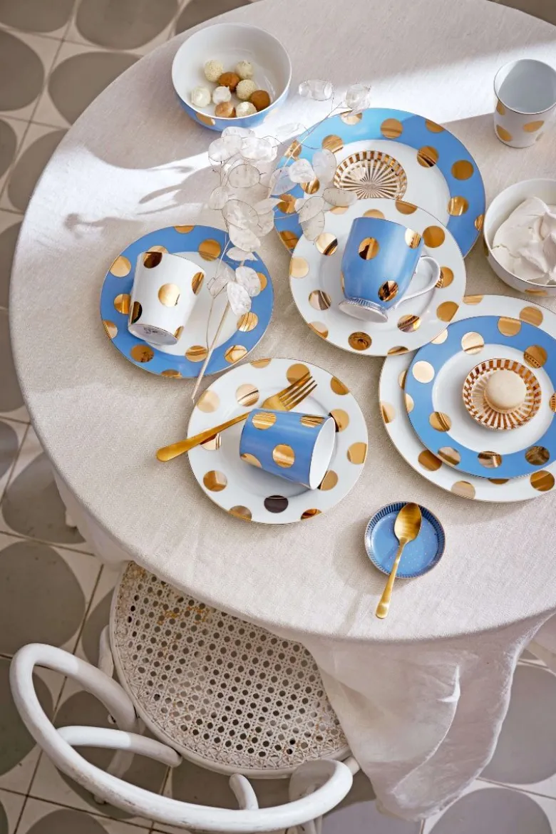 Set/2 Essteller Dot Delight Hellblau/Gold 26.5cm