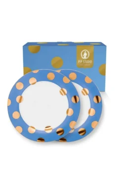 Set/2 Essteller Dot Delight Hellblau/Gold 26.5cm