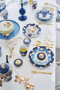Set/2 Essteller Dot Delight Navy/Gold 26.5cm