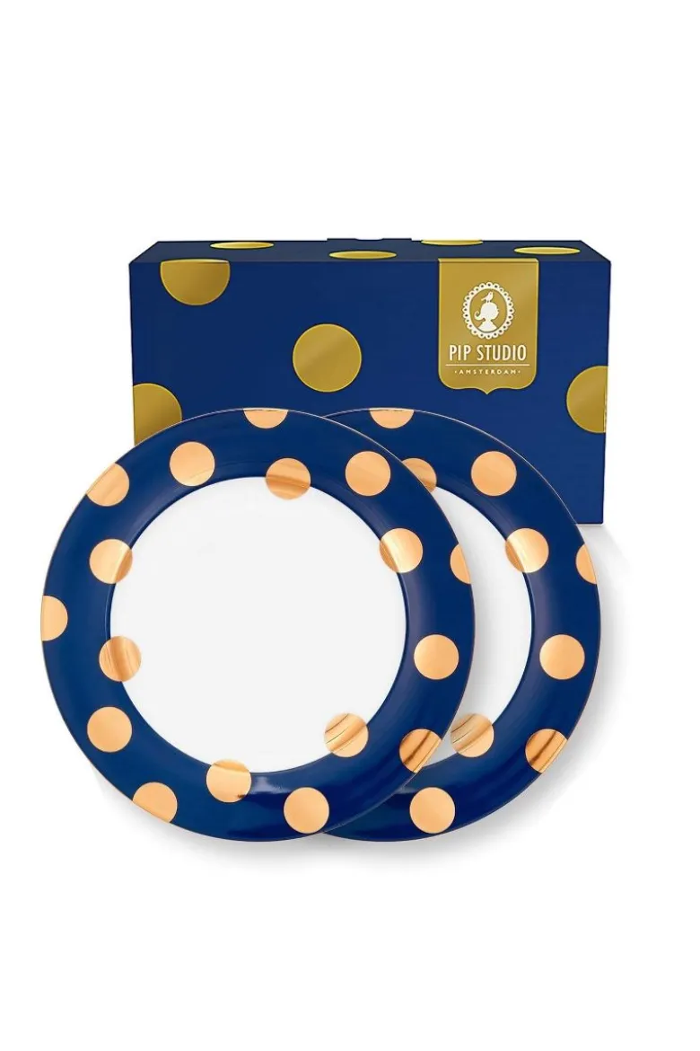 Set/2 Essteller Dot Delight Navy/Gold 26.5cm