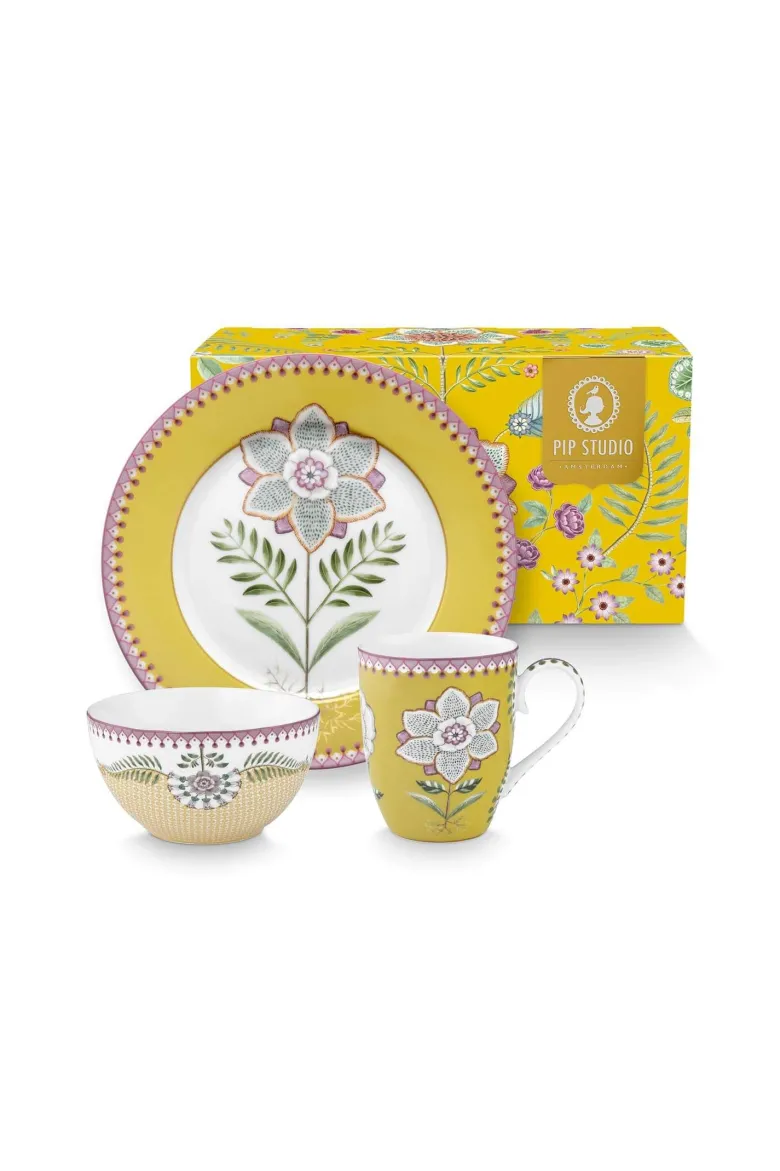 Set/3 Frühstück Set Lily&Lotus Gelb