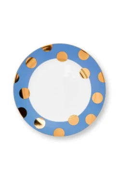 Set/2 Frühstücksteller Dot Delight Hellblau/Gold 23cm